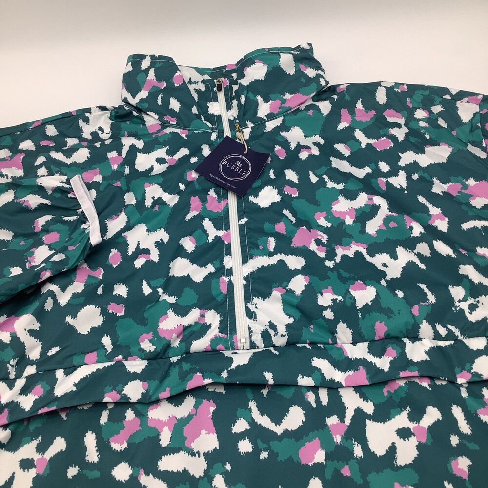 The Bubble Womens Poncho Lefty Hooded Jacket Green Size‎ Medium NWT